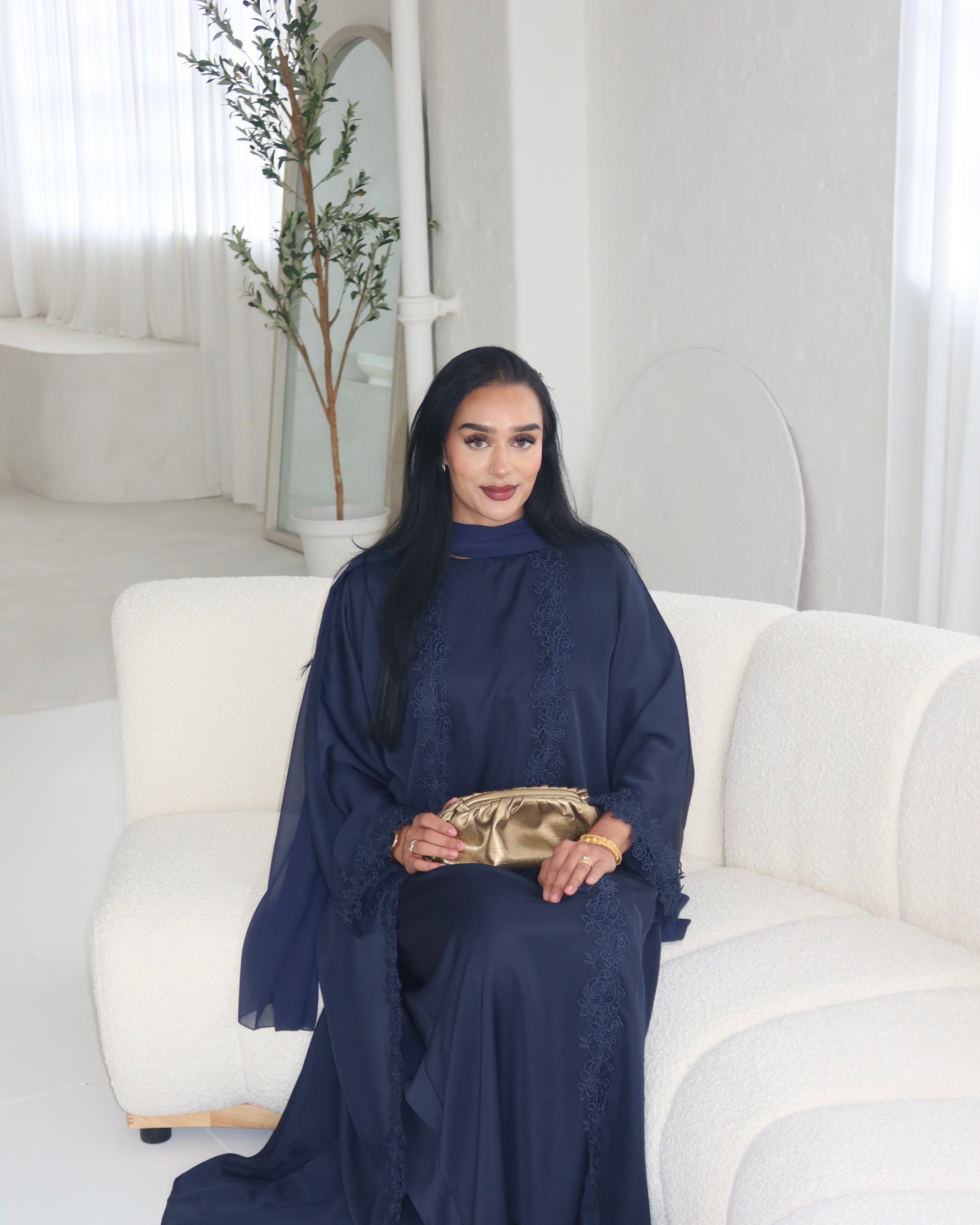 Navy Blue Lace Abaya