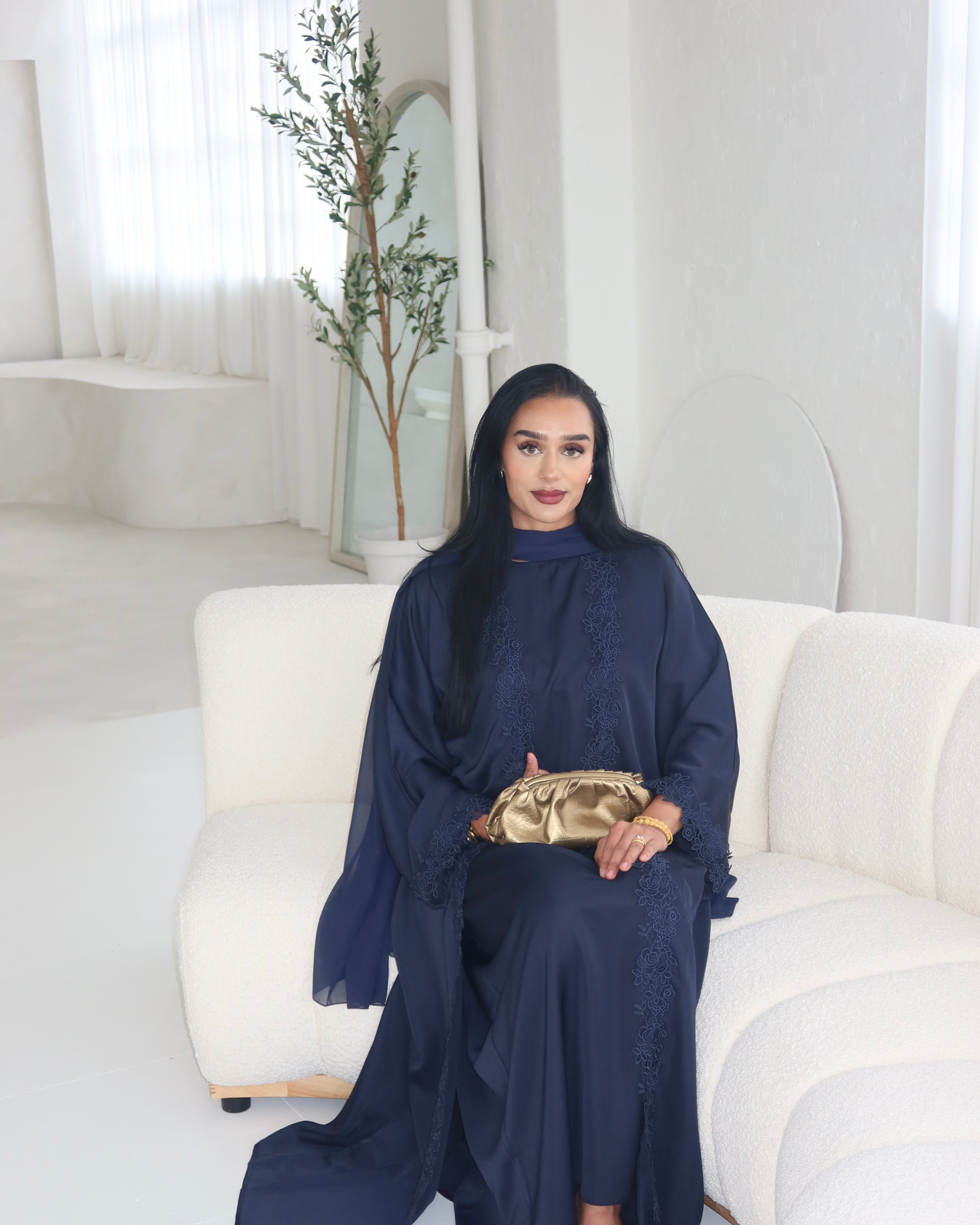 Navy Blue Lace Abaya