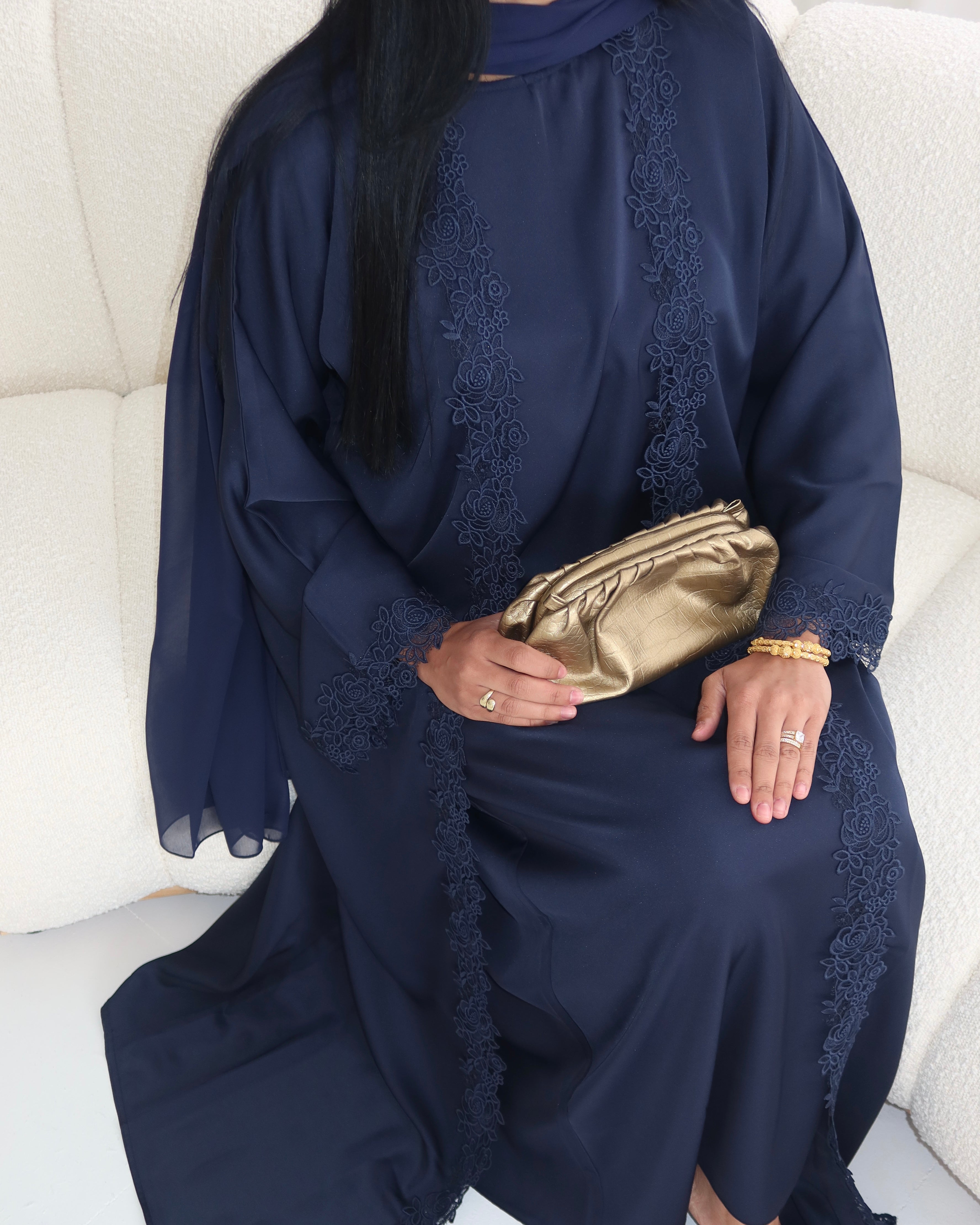 Navy Blue Lace Abaya